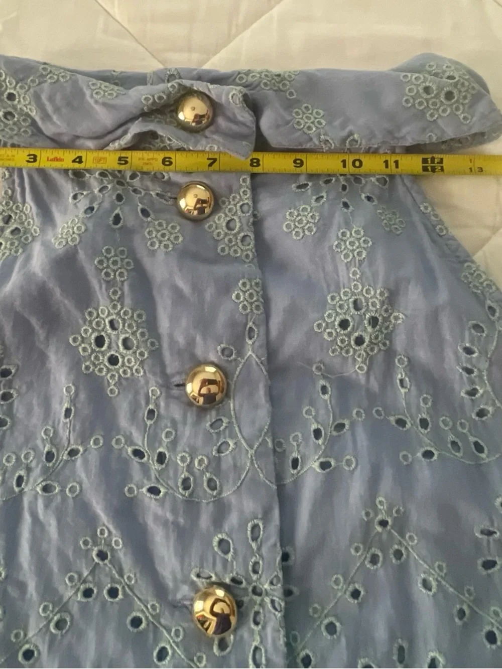 SAIL TO SABLE Light Blue/Sage Eyelet Sleeveless Tank XL $30 - Picture 5 of 6